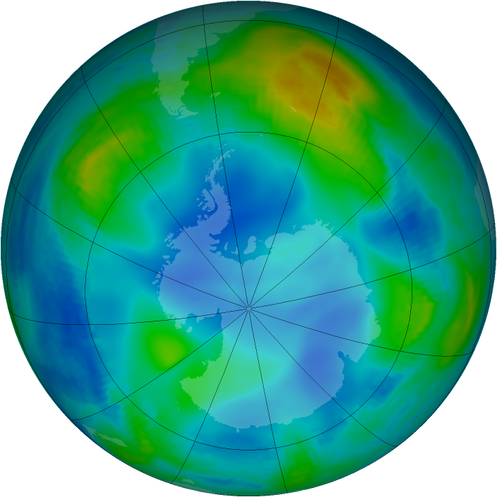 Antarctic ozone map for 01 June 2000